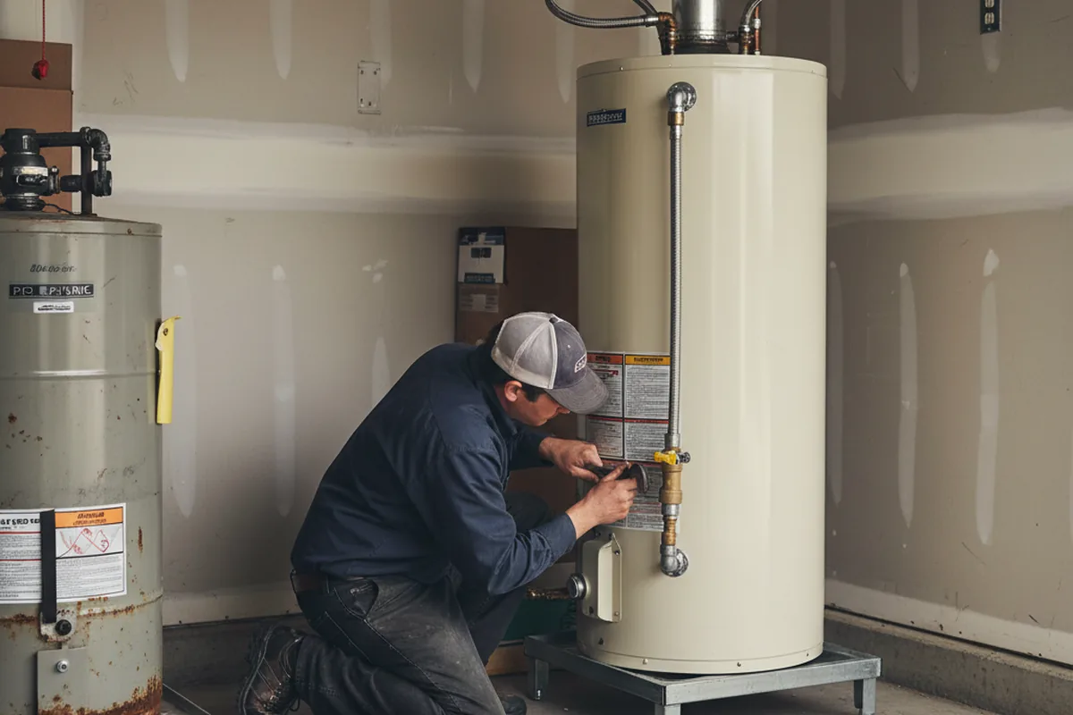 Water heater and shutoff valve replacement in New Site